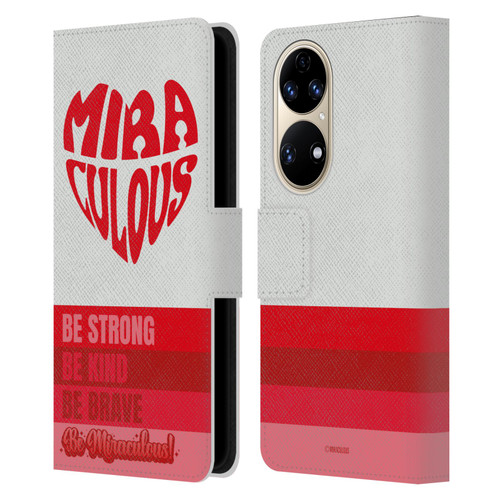 Miraculous Ladybug Radiant Red Typography Leather Book Wallet Case Cover For Huawei P50