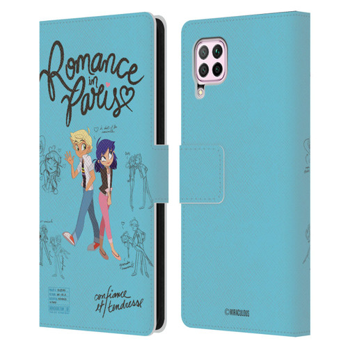 Miraculous Ladybug Sketches Romance In Paris Leather Book Wallet Case Cover For Huawei Nova 6 SE / P40 Lite
