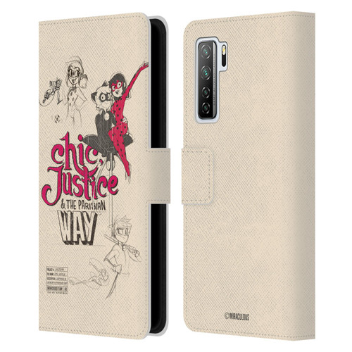 Miraculous Ladybug Sketches Chic Justice Leather Book Wallet Case Cover For Huawei Nova 7 SE/P40 Lite 5G