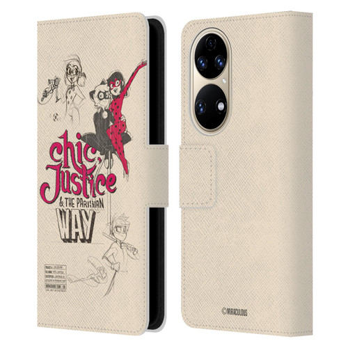 Miraculous Ladybug Sketches Chic Justice Leather Book Wallet Case Cover For Huawei P50