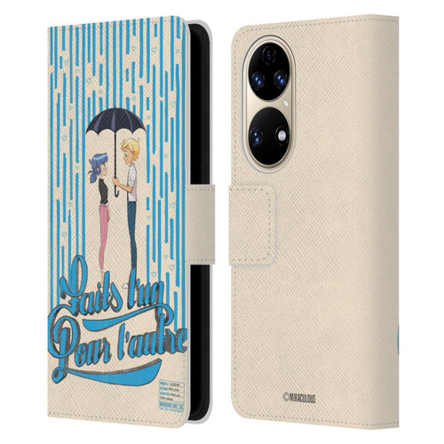 Miraculous Ladybug Sketches Made For Each Other Leather Book Wallet Case Cover For Huawei P50