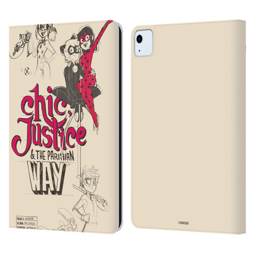 Miraculous Ladybug Sketches Chic Justice Leather Book Wallet Case Cover For Apple iPad Air 11 2020/2022/2024/2025