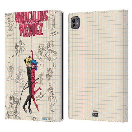 Miraculous Ladybug Sketches Ladybug And Cat Noir Leather Book Wallet Case Cover For Apple iPad Pro 11 M4 2024 Miraculous Ladybug Sketches Ladybug And Cat Noir Leather Book Wallet Case Cover For Apple iPad Pro 11 M4 2024