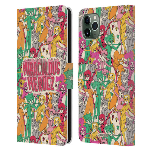 Miraculous Ladybug Sketches Heroes Pattern Leather Book Wallet Case Cover For Apple iPhone 11 Pro Max