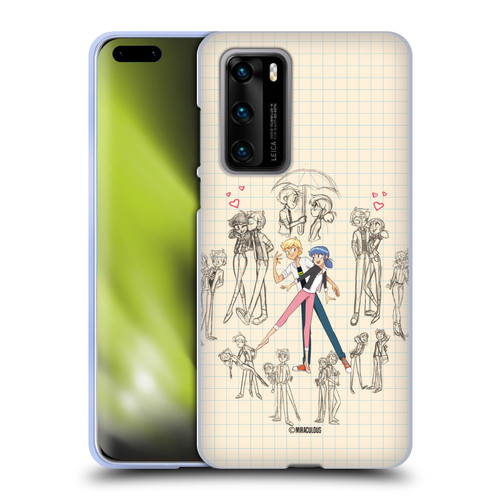 Miraculous Ladybug Sketches Marinette And Adrien Soft Gel Case for Huawei P40 5G Miraculous Ladybug Sketches Marinette And Adrien Soft Gel Case for Huawei P40 5G