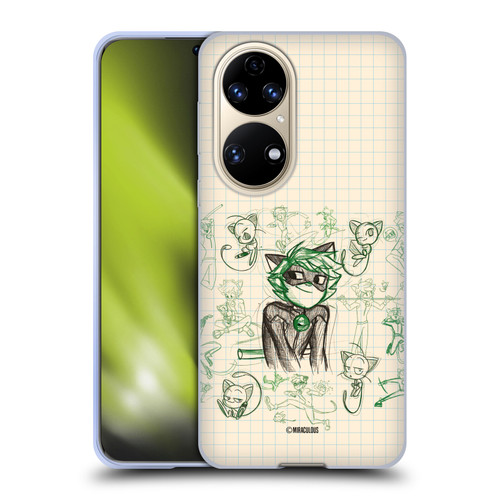 Miraculous Ladybug Sketches Cat Noir Soft Gel Case for Huawei P50