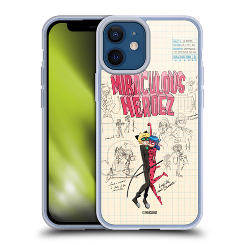 Miraculous Ladybug Sketches Ladybug And Cat Noir Soft Gel Case for Apple iPhone 12 Mini