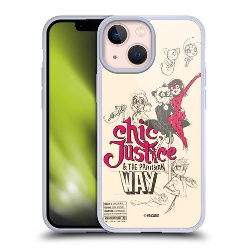 Miraculous Ladybug Sketches Chic Justice Soft Gel Case for Apple iPhone 13 Mini