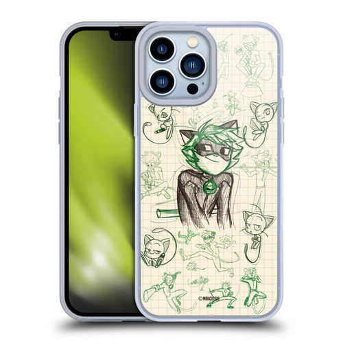 Miraculous Ladybug Sketches Cat Noir Soft Gel Case for Apple iPhone 13 Pro Max