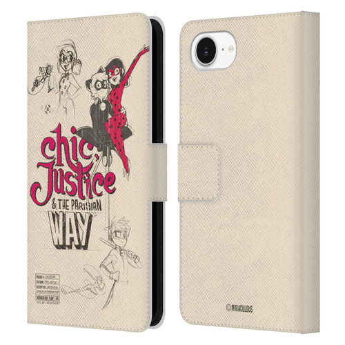 Miraculous Ladybug Sketches Chic Justice Leather Book Wallet Case Cover For Apple iPhone 16e