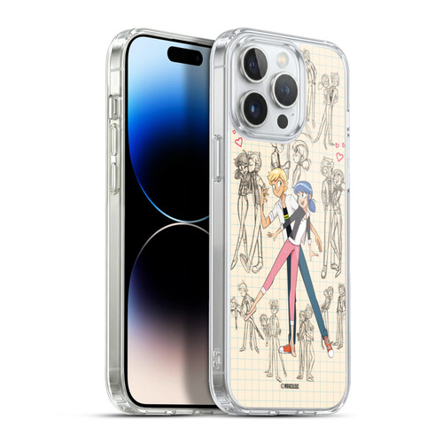 Miraculous Ladybug Sketches Marinette And Adrien Soft Gel Case for Apple iPhone 13 Pro Max & MagSafe