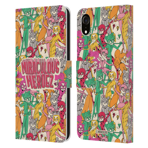 Miraculous Ladybug Sketches Heroes Pattern Leather Book Wallet Case Cover For Apple iPhone XR