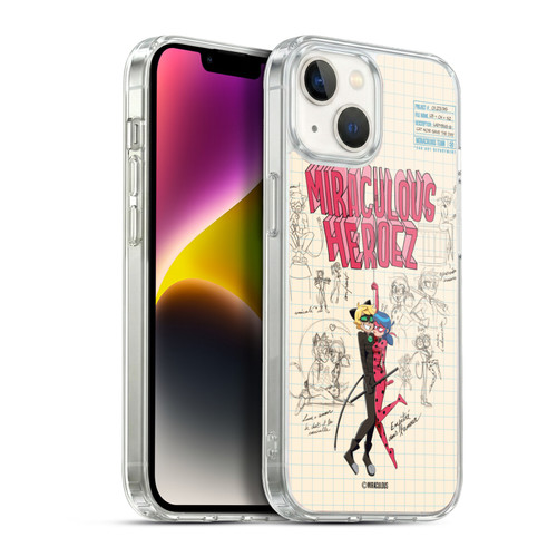 Miraculous Ladybug Sketches Ladybug And Cat Noir Soft Gel Case for Apple iPhone 14