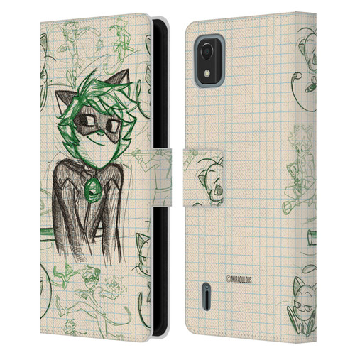 Miraculous Ladybug Sketches Cat Noir Leather Book Wallet Case Cover For Nokia C2 2nd Edition