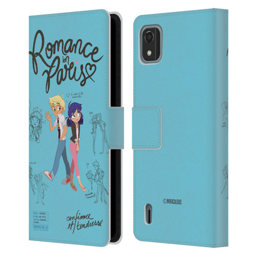 Miraculous Ladybug Sketches Romance In Paris Leather Book Wallet Case Cover For Nokia C2 2nd Edition