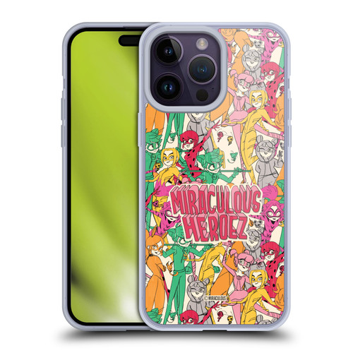 Miraculous Ladybug Sketches Heroes Pattern Soft Gel Case for Apple iPhone 14 Pro Max