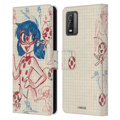 Miraculous Ladybug Sketches Ladybug Leather Book Wallet Case Cover For Nokia C210