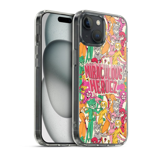 Miraculous Ladybug Sketches Heroes Pattern Soft Gel Case for Apple iPhone 15 & MagSafe