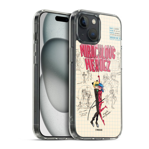Miraculous Ladybug Sketches Ladybug And Cat Noir Soft Gel Case for Apple iPhone 15 & MagSafe