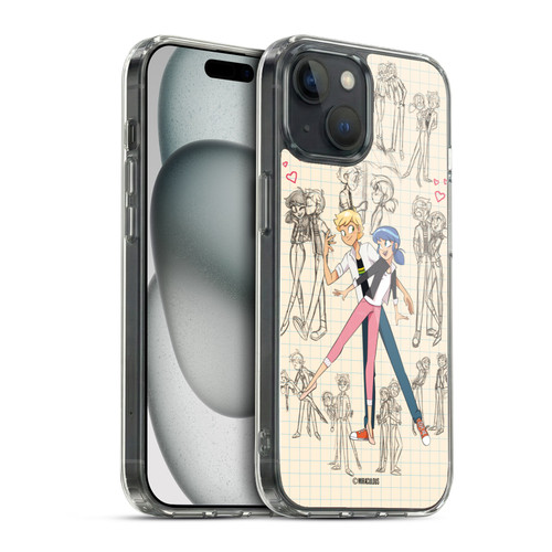 Miraculous Ladybug Sketches Marinette And Adrien Soft Gel Case for Apple iPhone 15 & MagSafe
