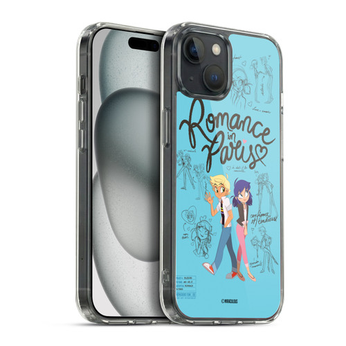 Miraculous Ladybug Sketches Romance In Paris Soft Gel Case for Apple iPhone 15 Plus & MagSafe