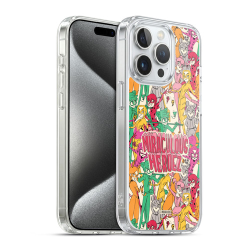 Miraculous Ladybug Sketches Heroes Pattern Soft Gel Case for Apple iPhone 15 Pro & MagSafe