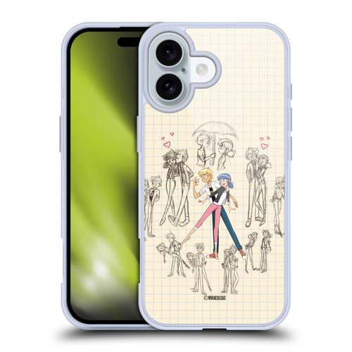 Miraculous Ladybug Sketches Marinette And Adrien Soft Gel Case for Apple iPhone 16