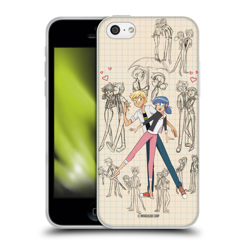 Miraculous Ladybug Sketches Marinette And Adrien Soft Gel Case for Apple iPhone 5c