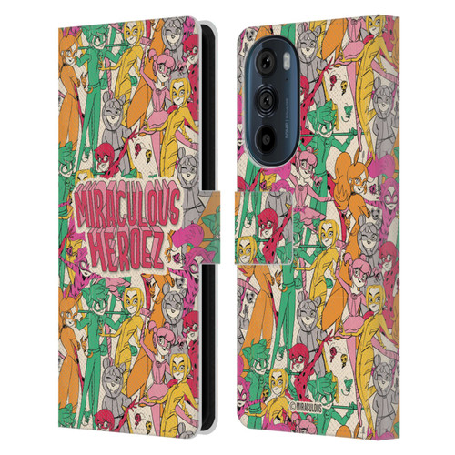 Miraculous Ladybug Sketches Heroes Pattern Leather Book Wallet Case Cover For Motorola Edge 30