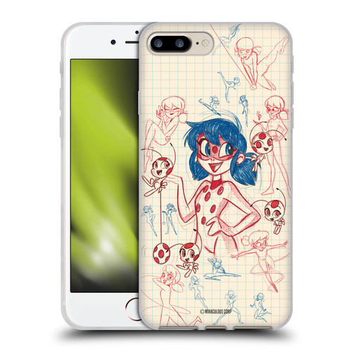 Miraculous Ladybug Sketches Ladybug Soft Gel Case for Apple iPhone 7 Plus / iPhone 8 Plus