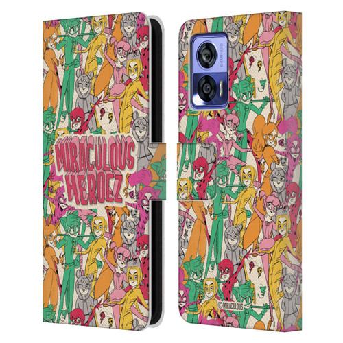 Miraculous Ladybug Sketches Heroes Pattern Leather Book Wallet Case Cover For Motorola Edge 30 Neo 5G