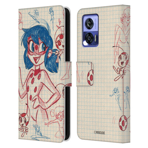 Miraculous Ladybug Sketches Ladybug Leather Book Wallet Case Cover For Motorola Edge 30 Neo 5G
