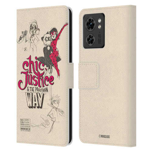 Miraculous Ladybug Sketches Chic Justice Leather Book Wallet Case Cover For Motorola Moto Edge 40/Edge (2023)