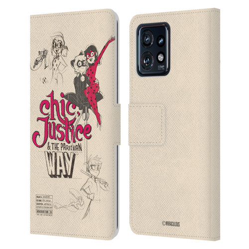 Miraculous Ladybug Sketches Chic Justice Leather Book Wallet Case Cover For Motorola Moto Edge 40 Pro/Plus 2023