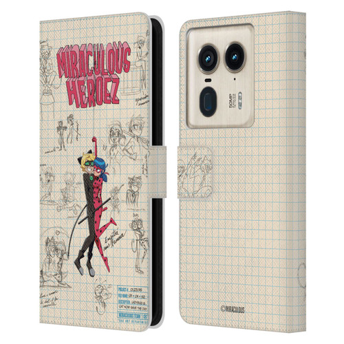 Miraculous Ladybug Sketches Ladybug And Cat Noir Leather Book Wallet Case Cover For Motorola Edge 50 Ultra/X50 Ultra Miraculous Ladybug Sketches Ladybug And Cat Noir Leather Book Wallet Case Cover For Motorola Edge 50 Ultra/X50 Ultra