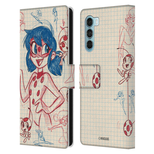Miraculous Ladybug Sketches Ladybug Leather Book Wallet Case Cover For Motorola Edge S30 / Moto G200 5G