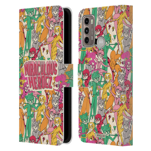 Miraculous Ladybug Sketches Heroes Pattern Leather Book Wallet Case Cover For Motorola Moto G60 / Moto G40 Fusion