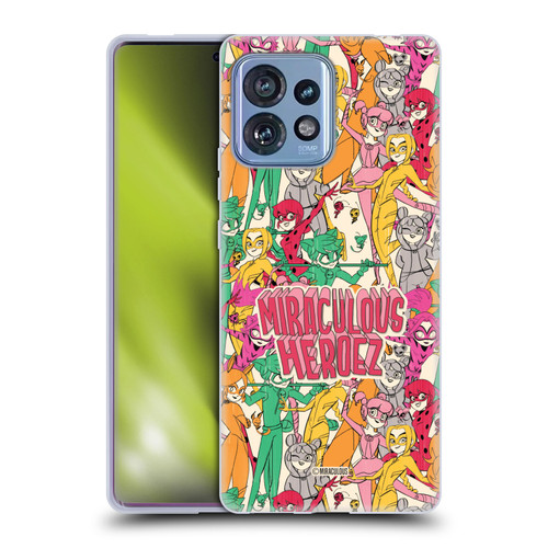 Miraculous Ladybug Sketches Heroes Pattern Soft Gel Case for Motorola Moto Edge 40 Pro/Plus 2023