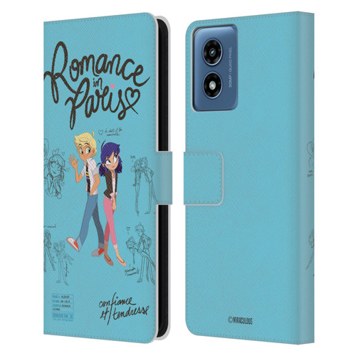 Miraculous Ladybug Sketches Romance In Paris Leather Book Wallet Case Cover For Motorola Moto G Play (2024)