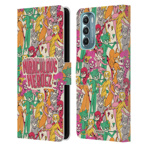 Miraculous Ladybug Sketches Heroes Pattern Leather Book Wallet Case Cover For Motorola Moto G Stylus 5G (2022)
