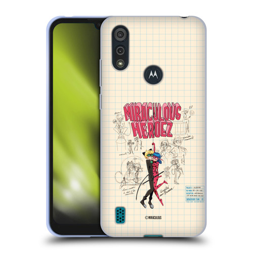 Miraculous Ladybug Sketches Ladybug And Cat Noir Soft Gel Case for Motorola Moto E6s (2020)