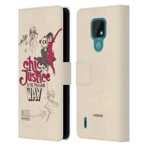 Miraculous Ladybug Sketches Chic Justice Leather Book Wallet Case Cover For Motorola Moto E7