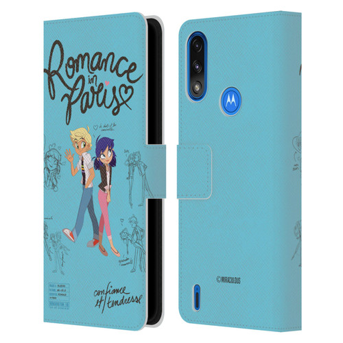 Miraculous Ladybug Sketches Romance In Paris Leather Book Wallet Case Cover For Motorola Moto E7 Power / Moto E7i Power
