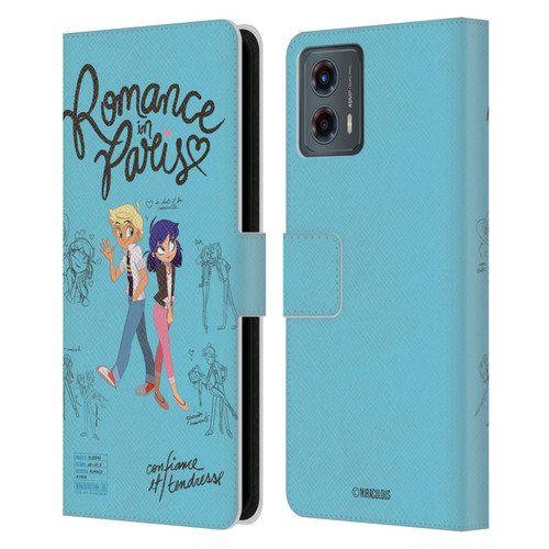 Miraculous Ladybug Sketches Romance In Paris Leather Book Wallet Case Cover For Motorola Moto G (2023)