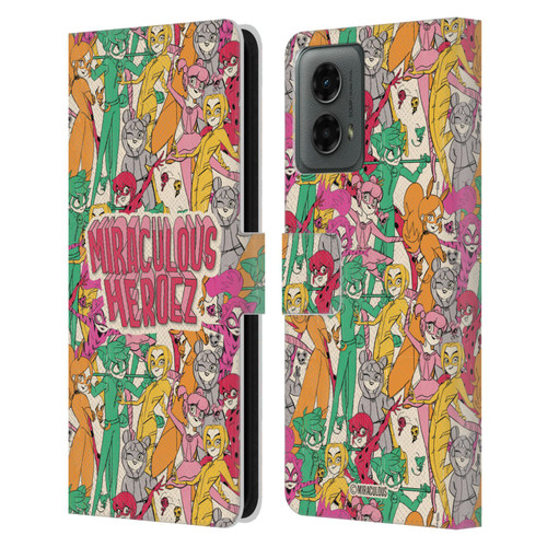 Miraculous Ladybug Sketches Heroes Pattern Leather Book Wallet Case Cover For Motorola Moto G (2024)