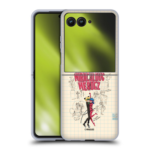 Miraculous Ladybug Sketches Ladybug And Cat Noir Soft Gel Case for Motorola Razr 50 Ultra
