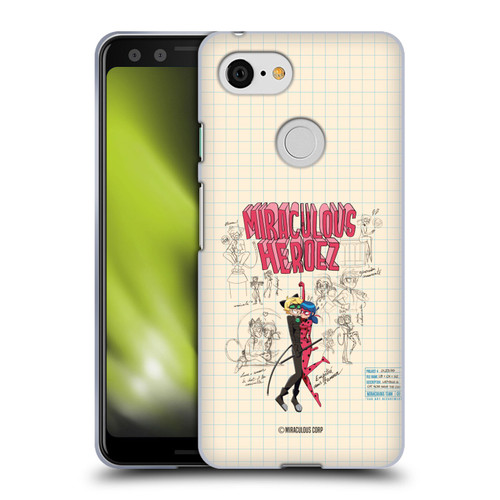 Miraculous Ladybug Sketches Ladybug And Cat Noir Soft Gel Case for Google Pixel 3