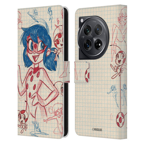 Miraculous Ladybug Sketches Ladybug Leather Book Wallet Case Cover For OnePlus 12