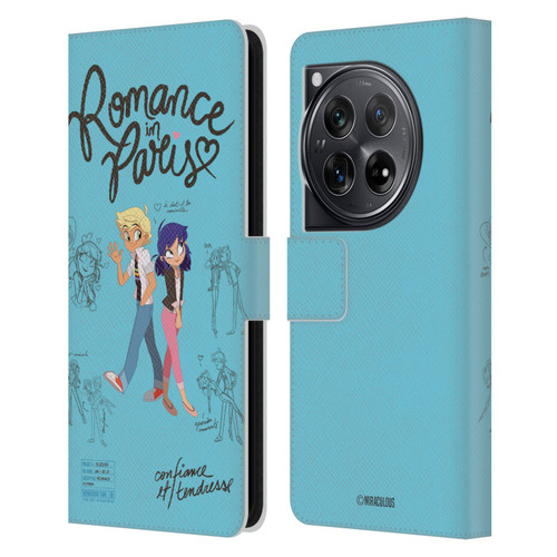 Miraculous Ladybug Sketches Romance In Paris Leather Book Wallet Case Cover For OnePlus 12