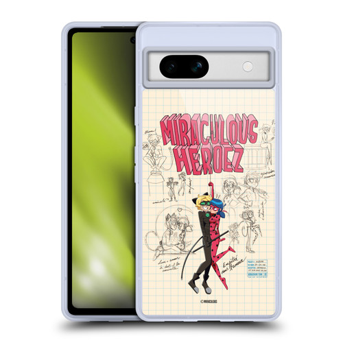 Miraculous Ladybug Sketches Ladybug And Cat Noir Soft Gel Case for Google Pixel 7a